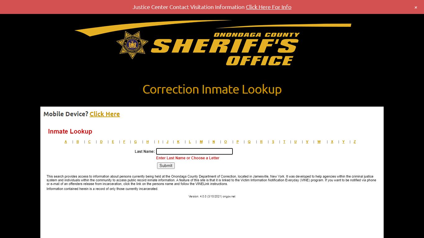 Correction Inmate Lookup – Onondaga County Sheriff's Office